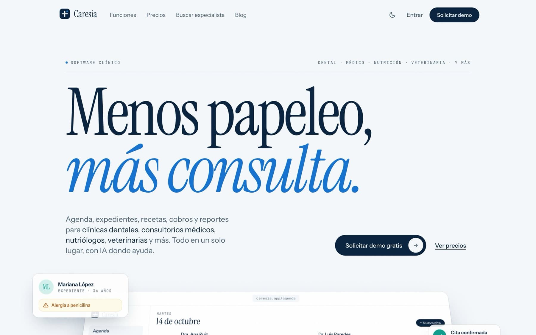 Caresia, software para clínicas y consultorios, en una laptop
